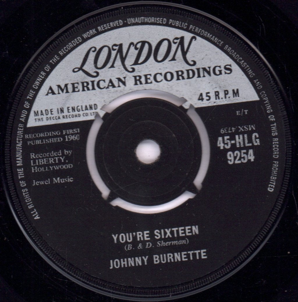 Johnny Burnette - You're Sixteen - 7 Inch