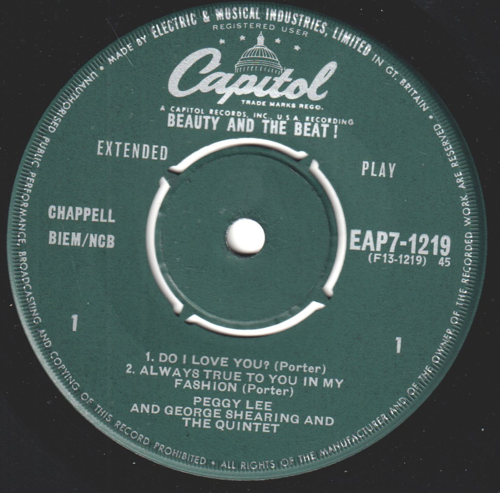 Peggy Lee And George Shearing And The Quintet - Beauty And The Beat - 7 Inch