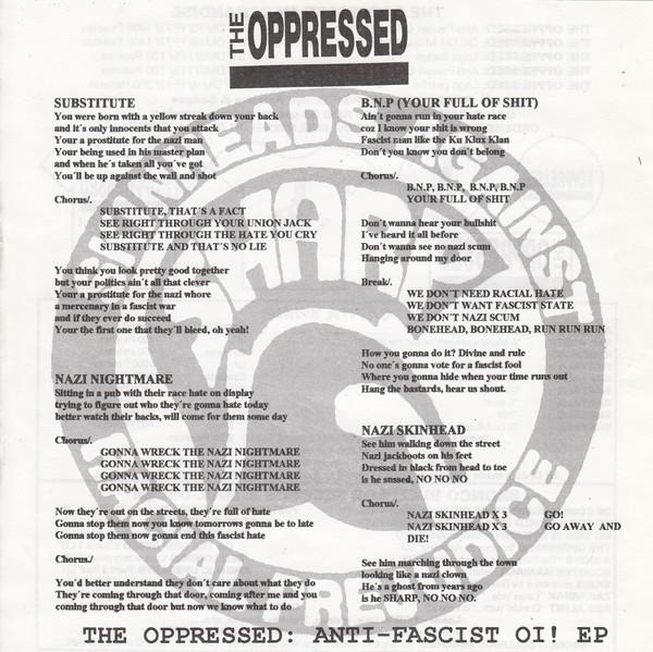 Oppressed - Anti Fascist Oi! E.P. - 7 Inch