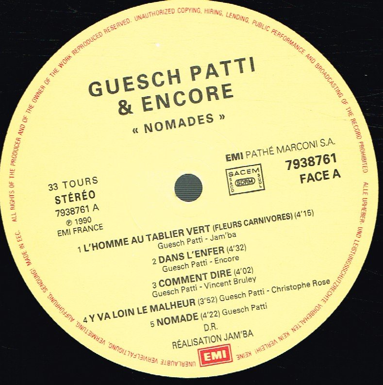 Guesch Patti And Encore - Nomades - Lp