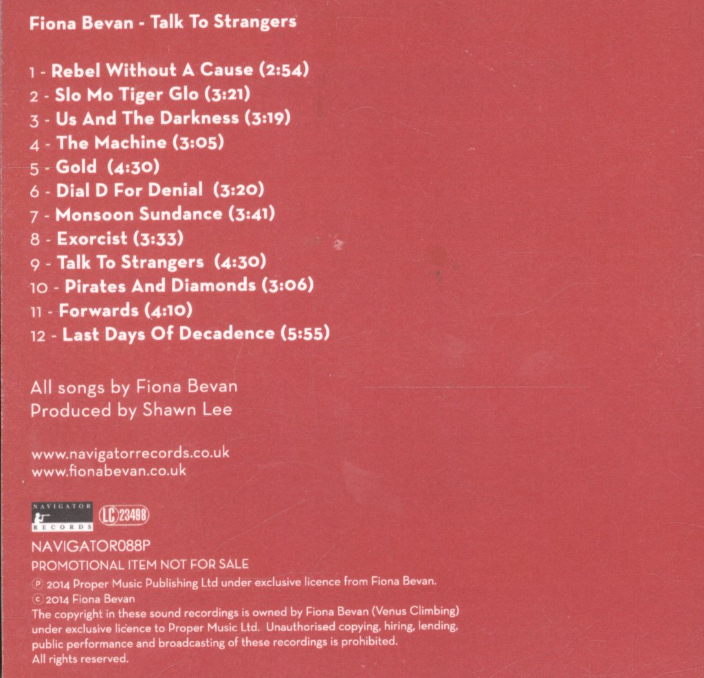 Fiona Bevan - Talk To Strangers - Cdr
