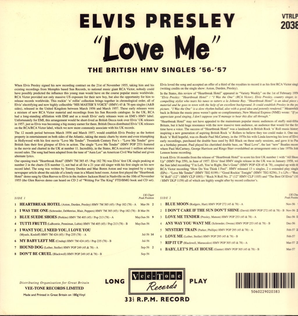 Elvis Presley - Love Me (The British HMV Singles '56-'67) - Lp