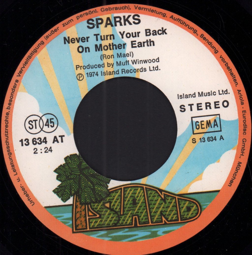 Sparks - Never Turn Your Back On Mother Earth - 7 Inch