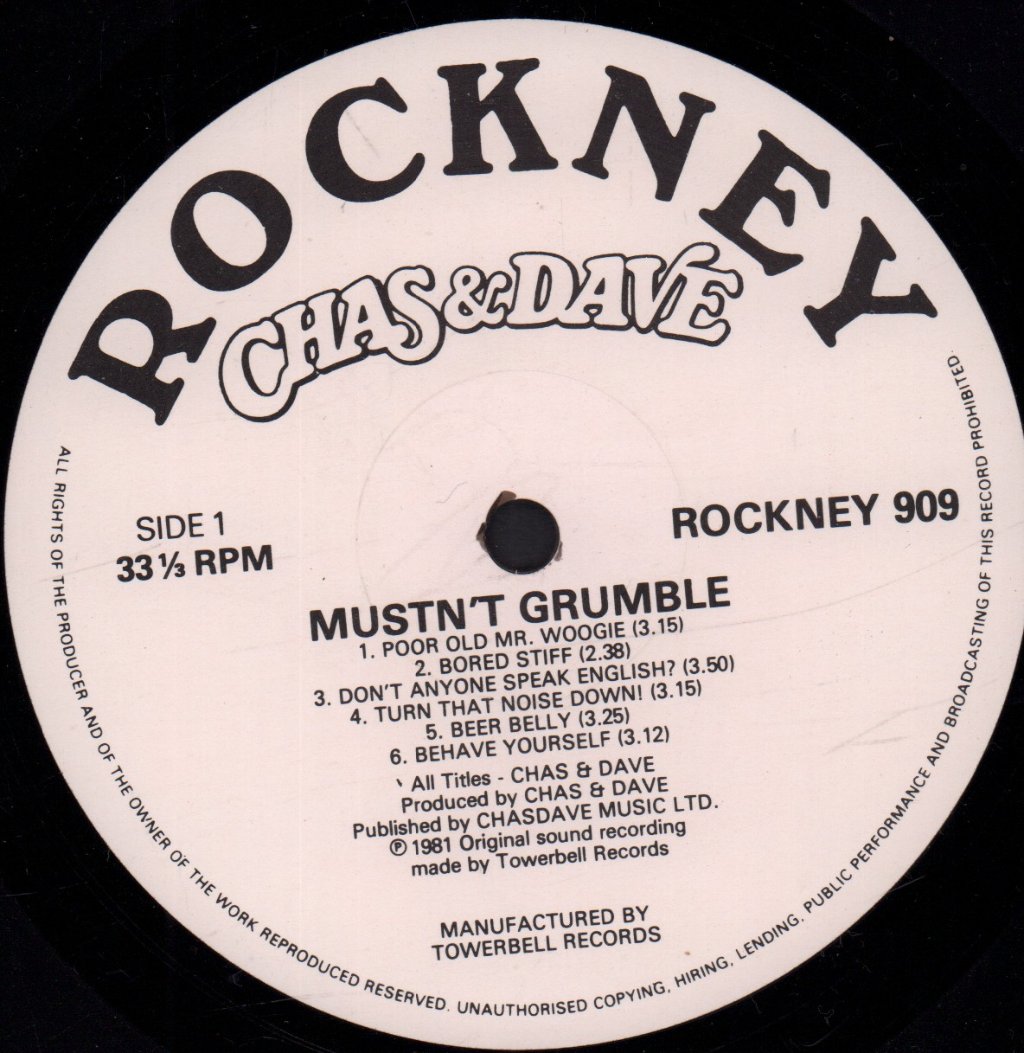 Chas And Dave - Mustn't Grumble - Lp