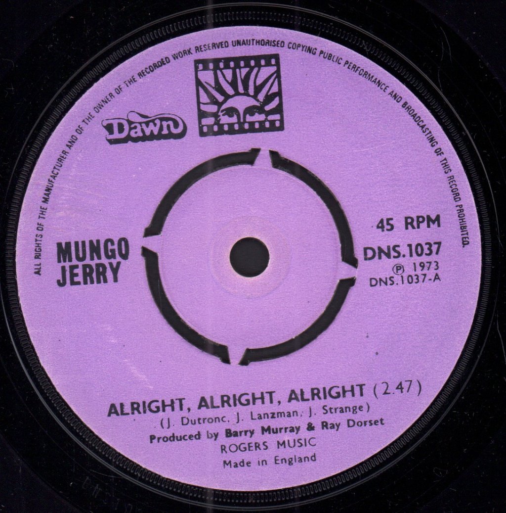 Mungo Jerry - Alright Alright Alright - 7 Inch