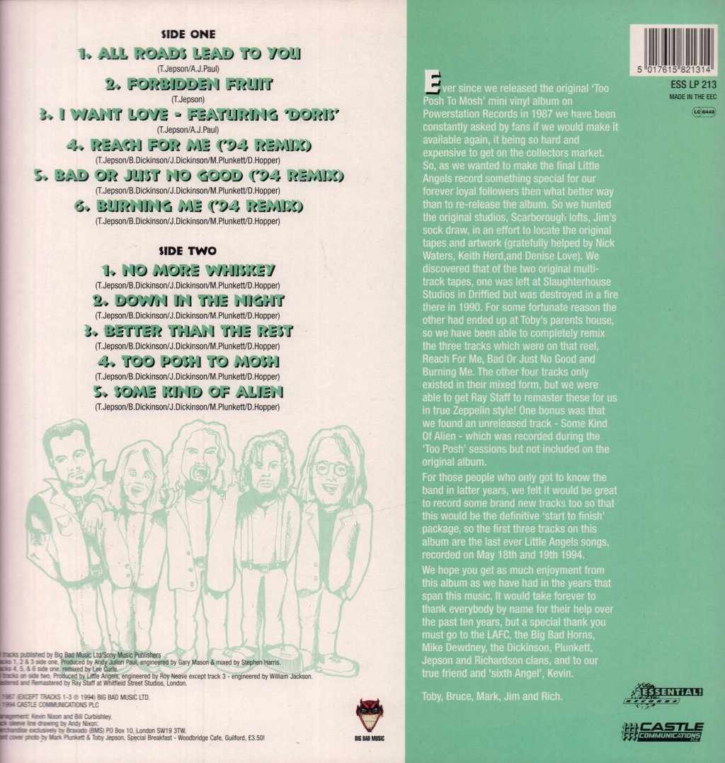 Little Angels - Too Posh To Mosh Too Good To Last - Lp