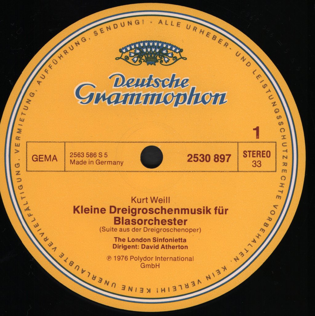 London Sinfonietta / David Atherton - Kurt Weill - Kleine Dreigroschenmusik / Mahagonny Songspiel - Lp