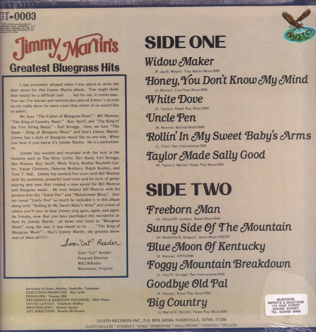 Jimmy Martin (Country) - Greatest Bluegrass Hits - Lp