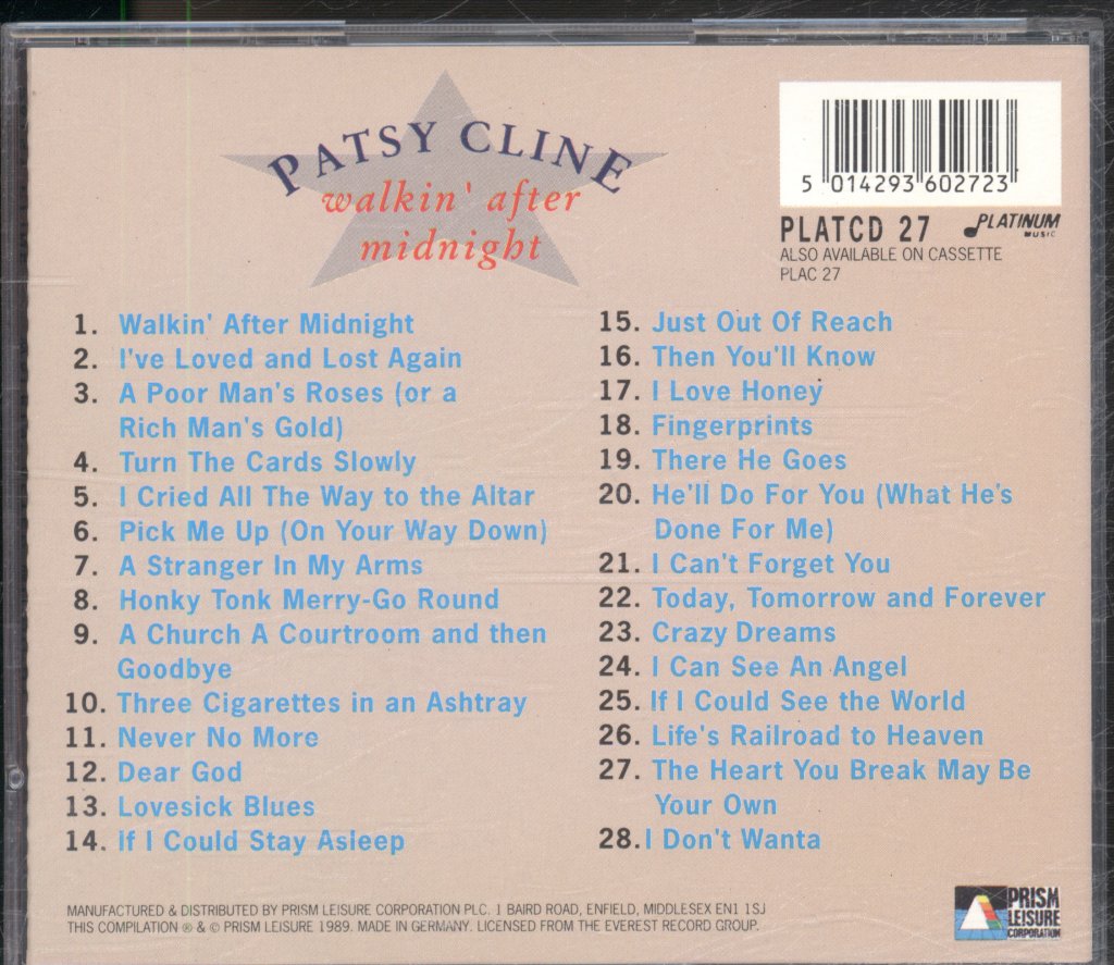 Patsy Cline - Walkin' After Midnight - Cd