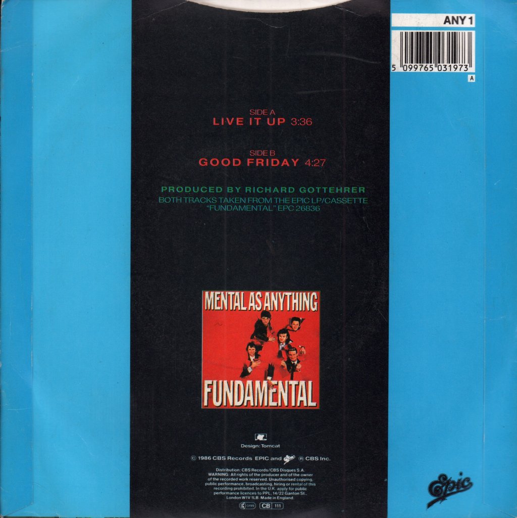 Mental As Anything - Live It Up - 7 Inch