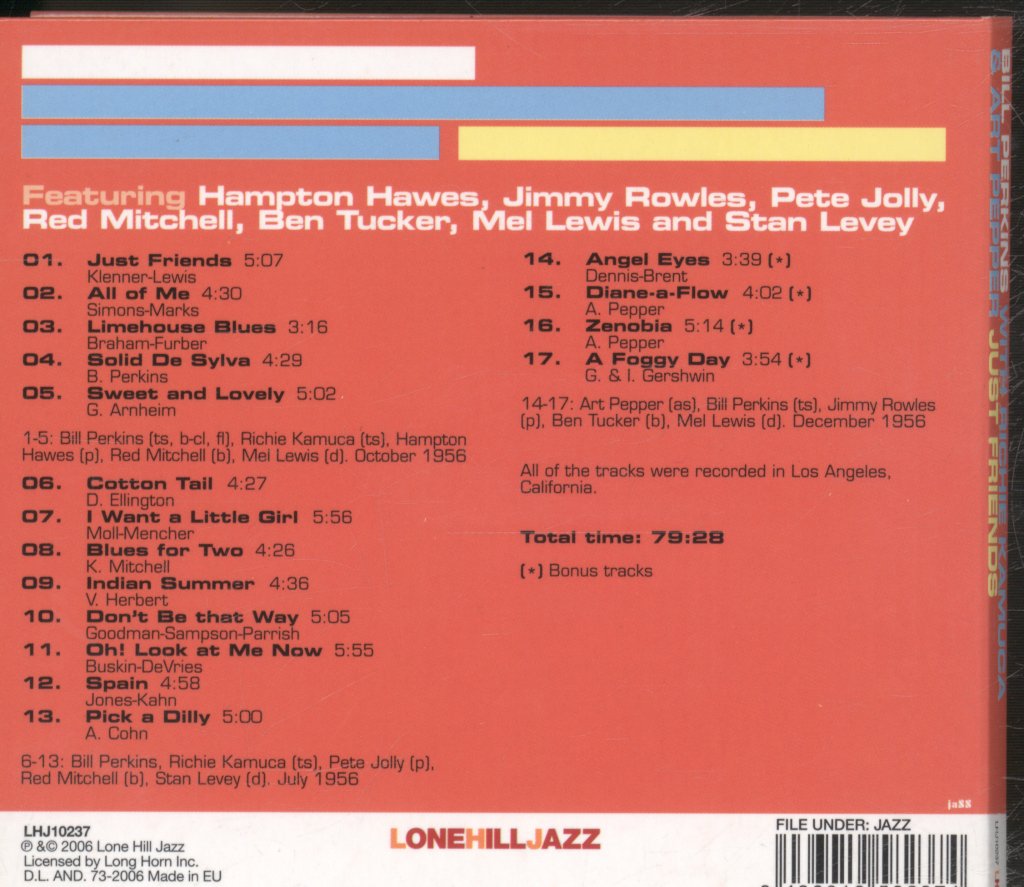 Bill Perkins, Art Pepper & Richie Kamuca - Just Friends - Cd