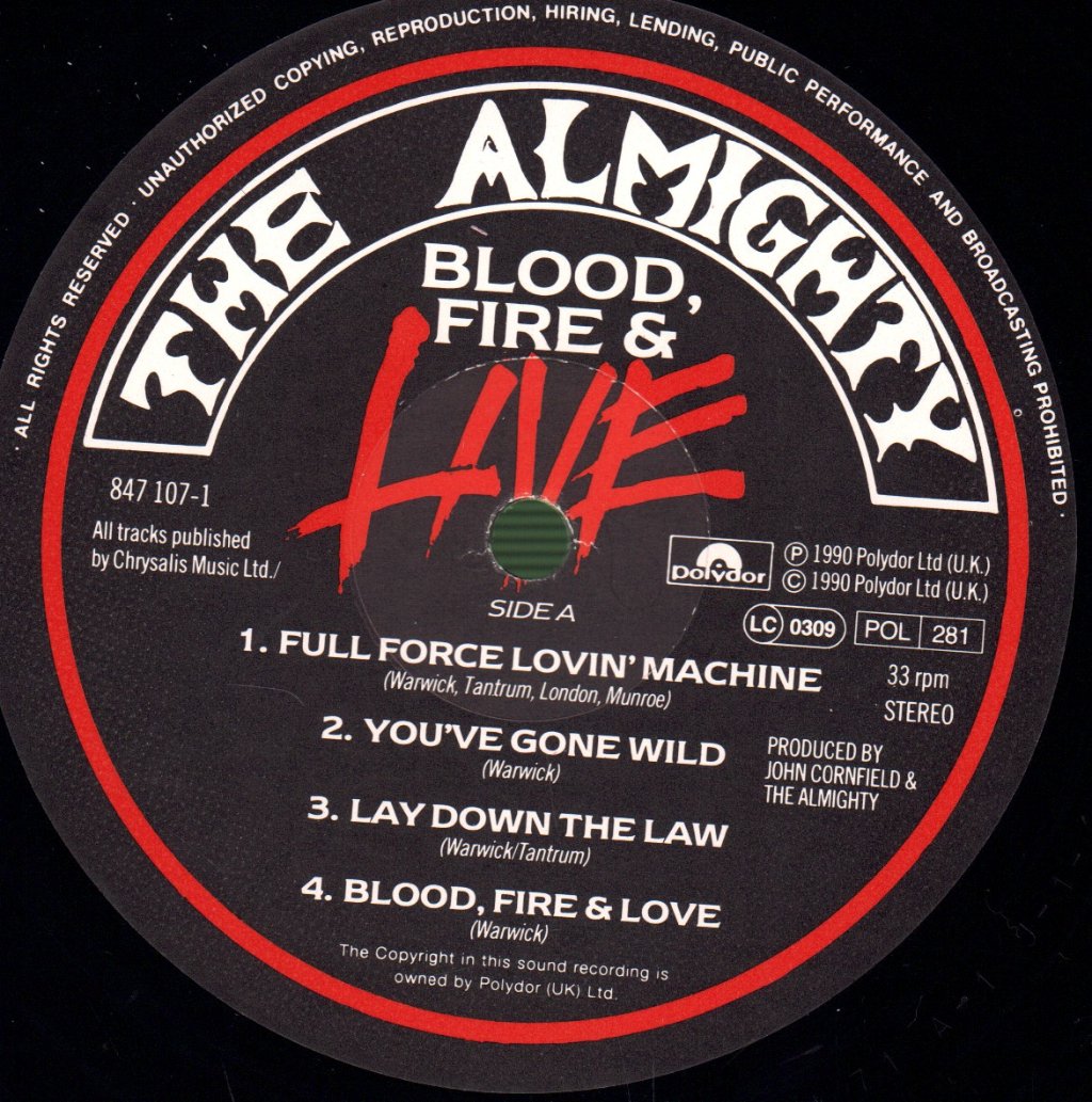Almighty - Blood, Fire And Live - Lp