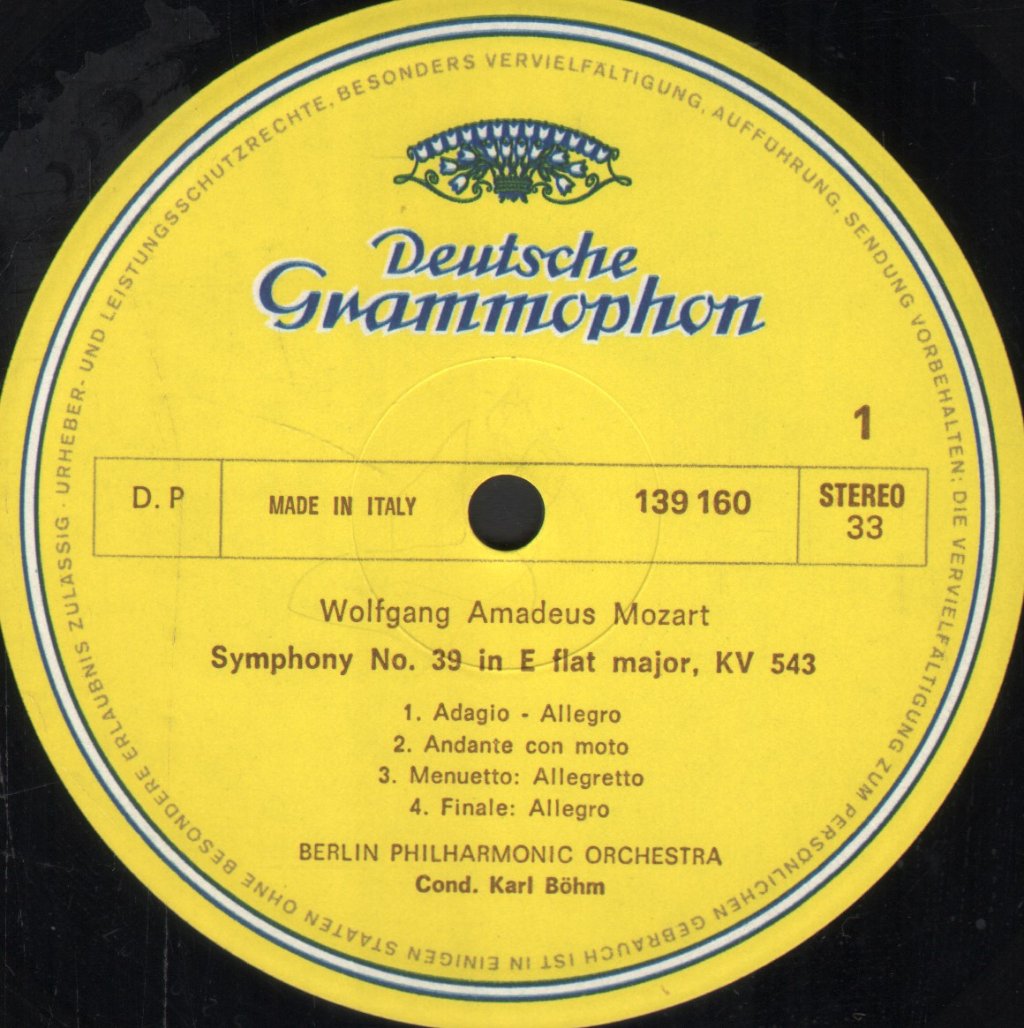 Karl Bohm / Berliner Philharmoniker - Mozart - Symphonien Nr. 39 Es-Dur / Nr. 36 Linzer - Lp