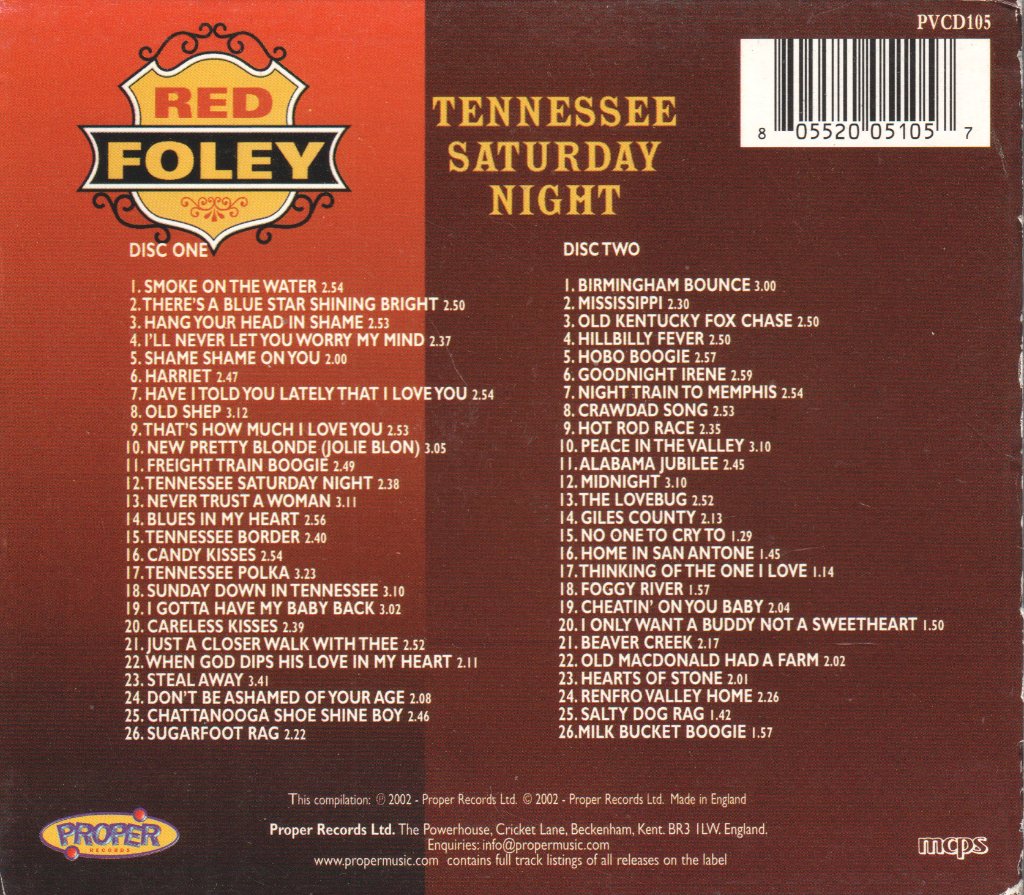 Red Foley - Tennessee Saturday Night - Double Cd