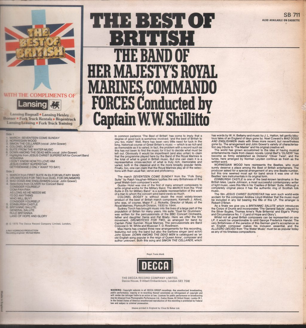 Band Of Her Majesty's Royal Marines Commando Forces - Best Of British - Lp