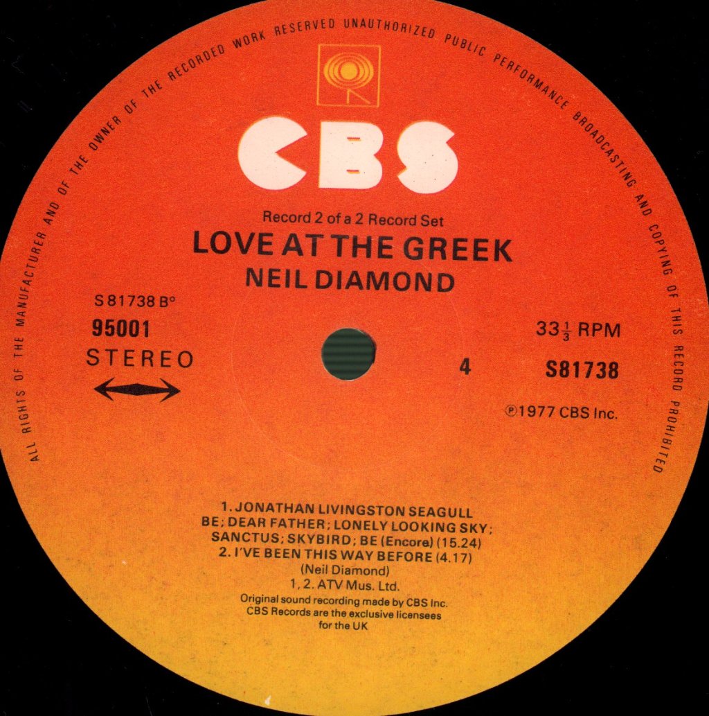 Neil Diamond - Love At The Greek (Recorded Live) - Double Lp