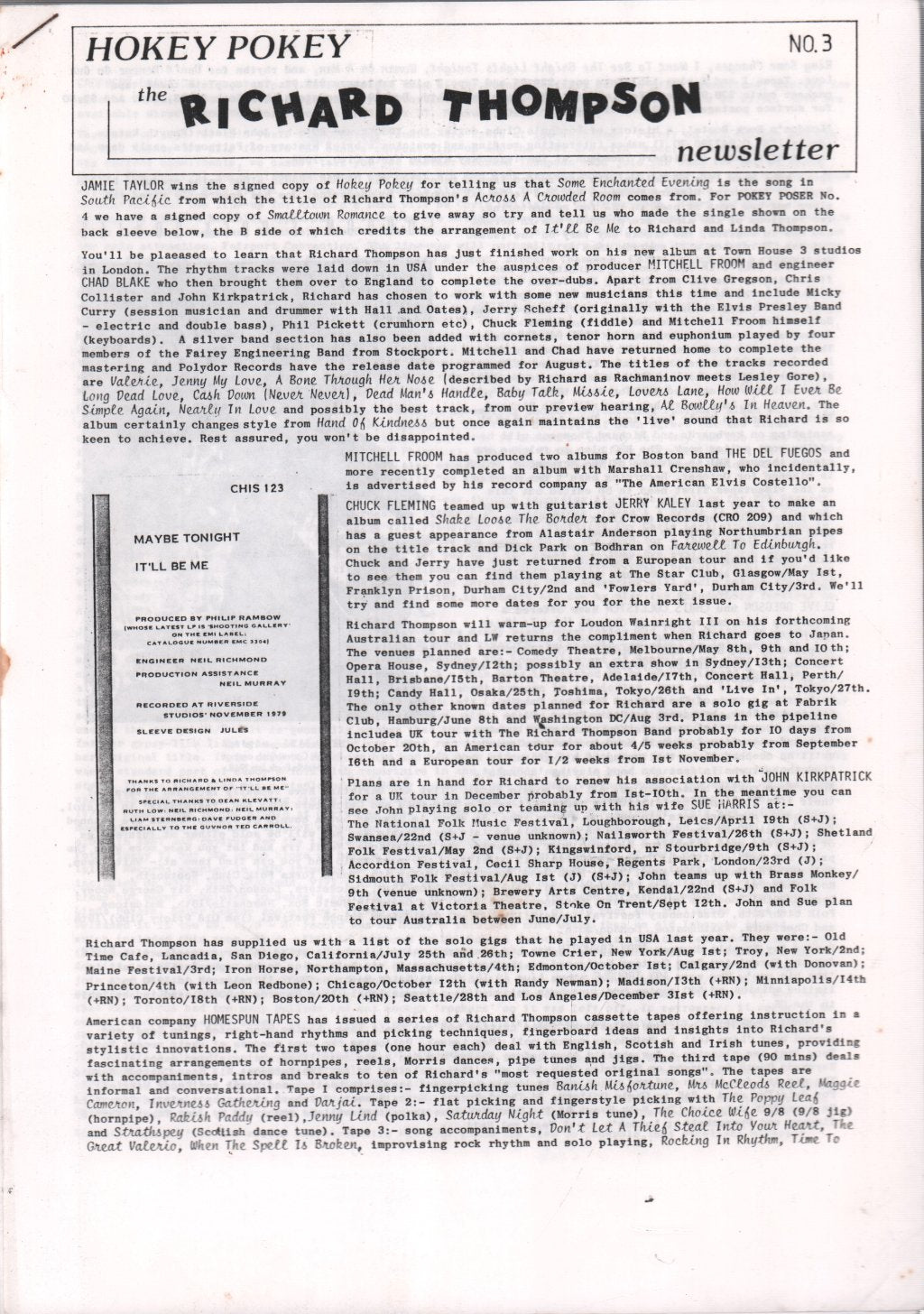 Richard Thompson - Hokey Pokey 3 - Fanzine