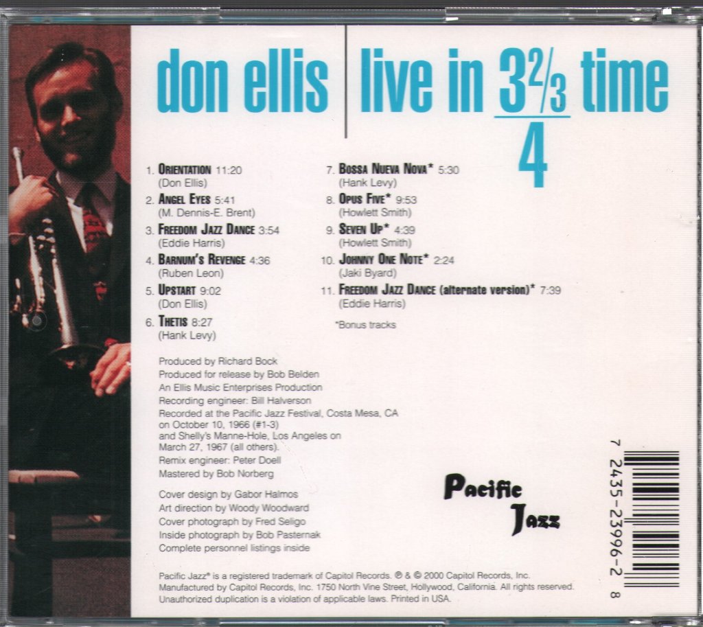Don Ellis Orchestra - Live In 3 ⅔/4 Time - Cd