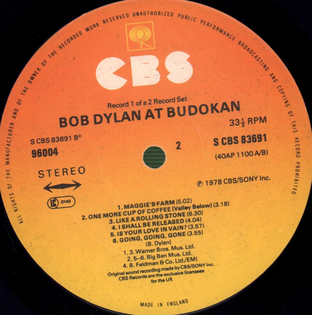 Bob Dylan - At Budokan - Double Lp