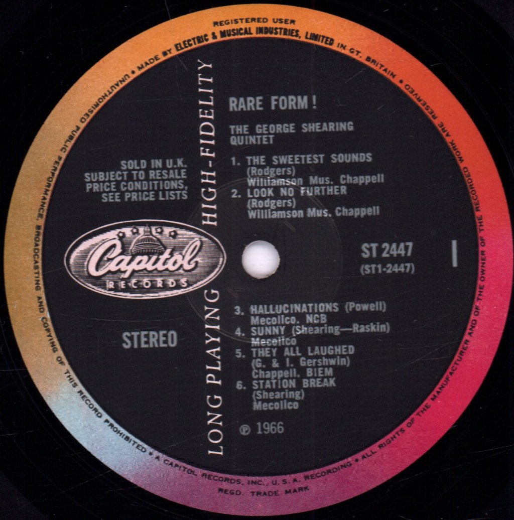 George Shearing Quintet - Rare Form - Lp