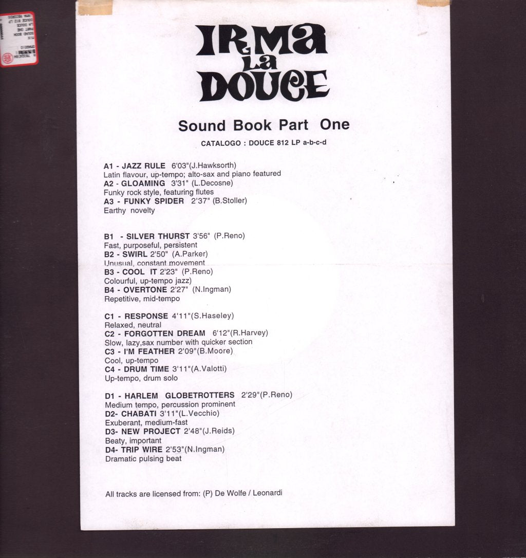 Various Artists - Irma La Douce (Sound Book Part One) - Double Lp