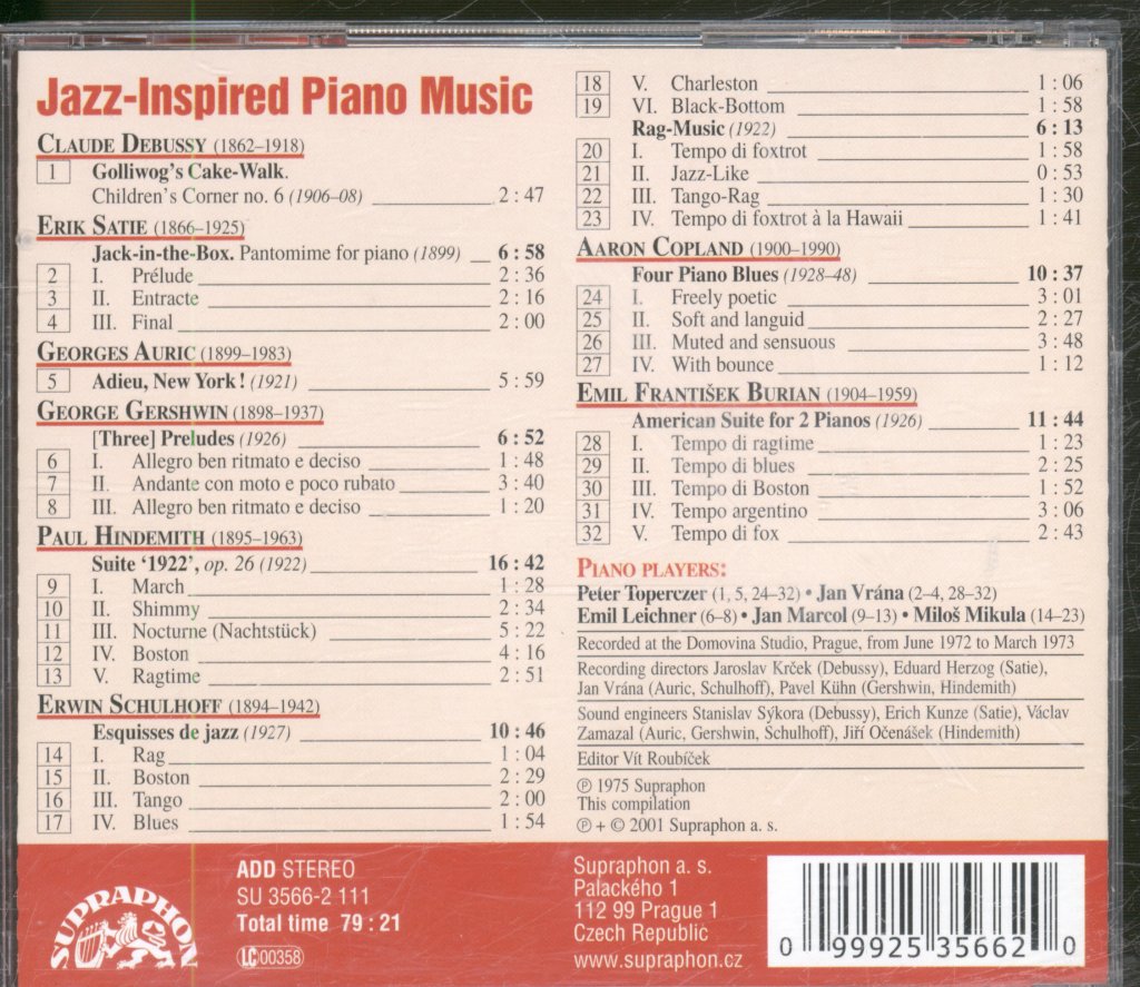 Various Artists - Jazz-Inspired Piano Music - Cd