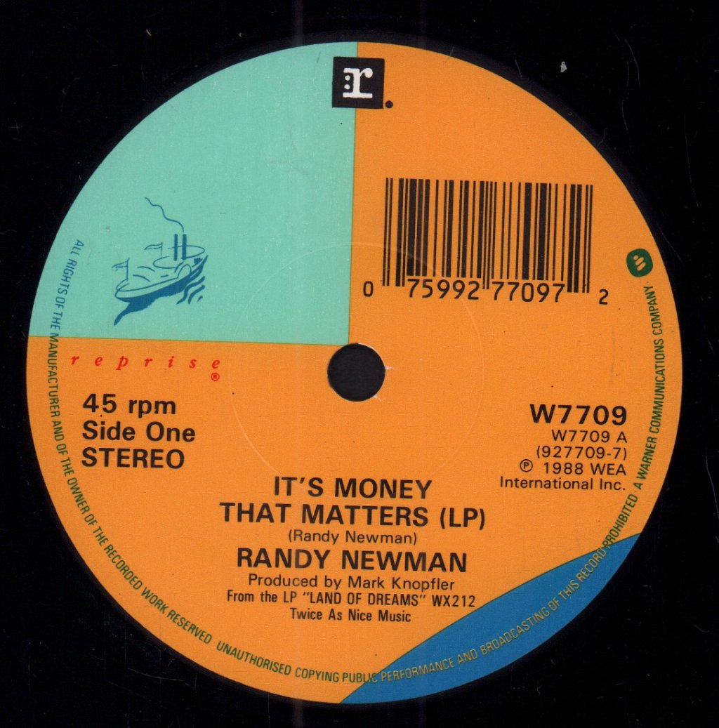 Randy Newman Featuring Mark Knopfler - It's Money That Matters - 7 Inch