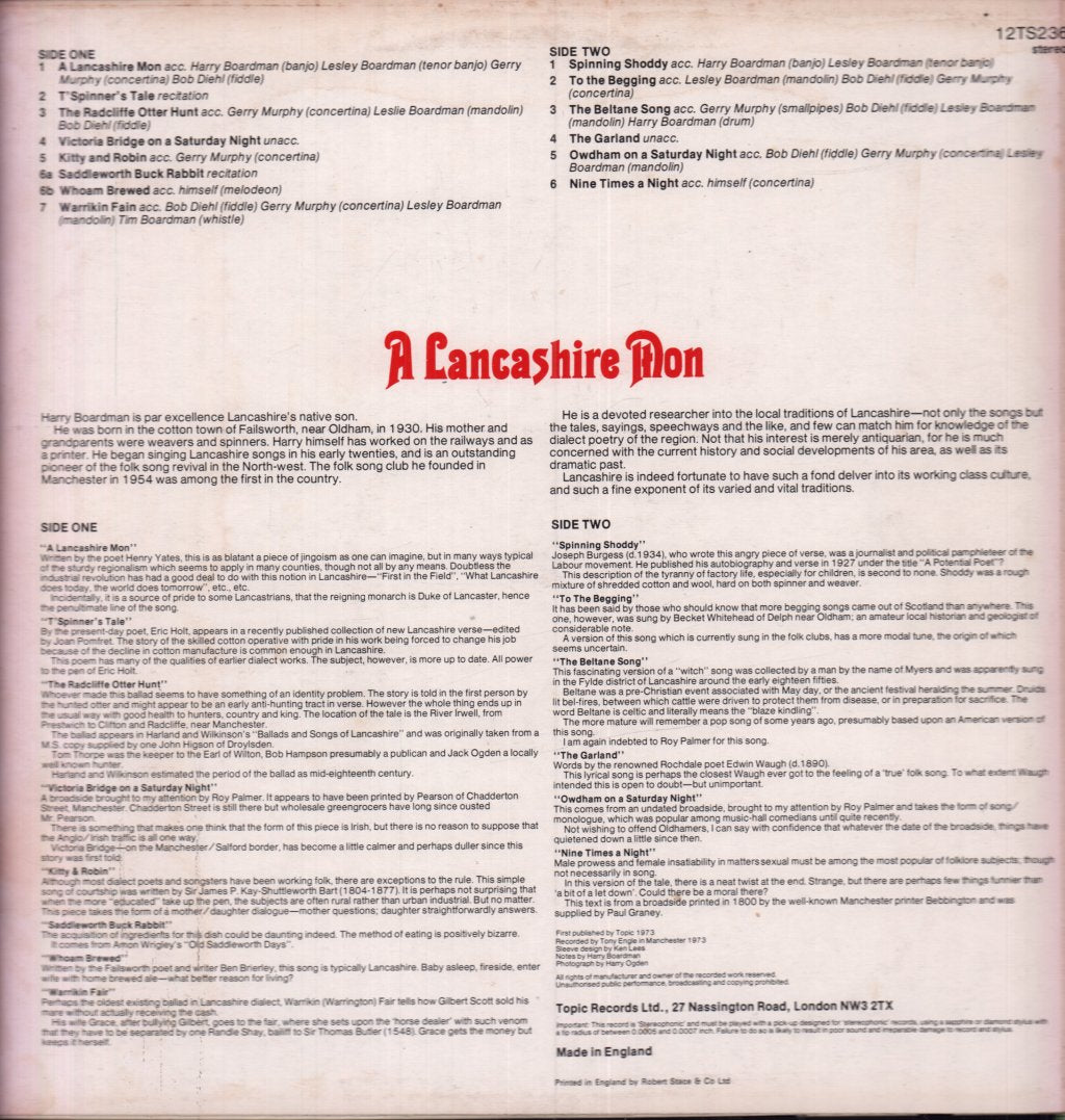 Harry Boardman - A Lancashire Mon - Lp