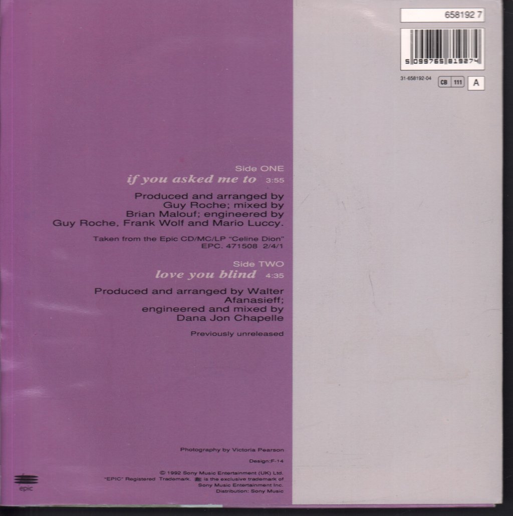 Celine Dion - If You Asked Me To - 7 Inch
