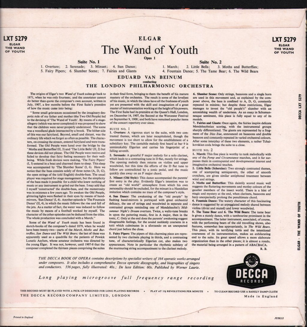 Eduard Van Beinum / London Philharmonic Orchestra - Elgar - Wand Of Youth - Lp
