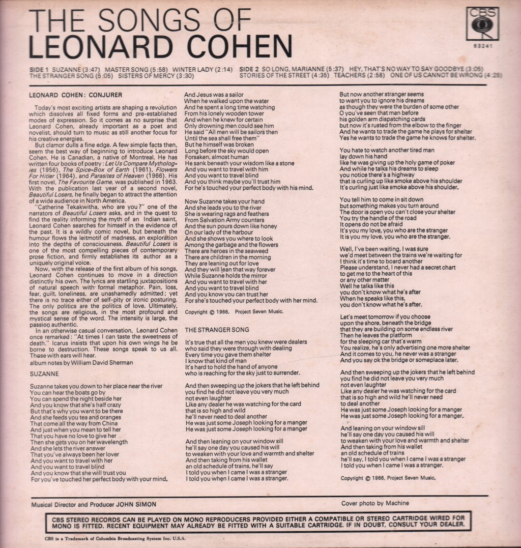 Leonard Cohen - Songs Of - Lp