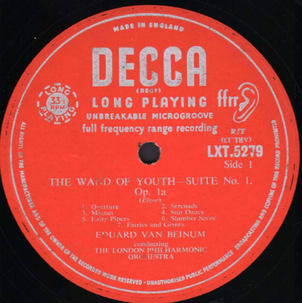 Eduard Van Beinum / London Philharmonic Orchestra - Elgar - Wand Of Youth - Lp