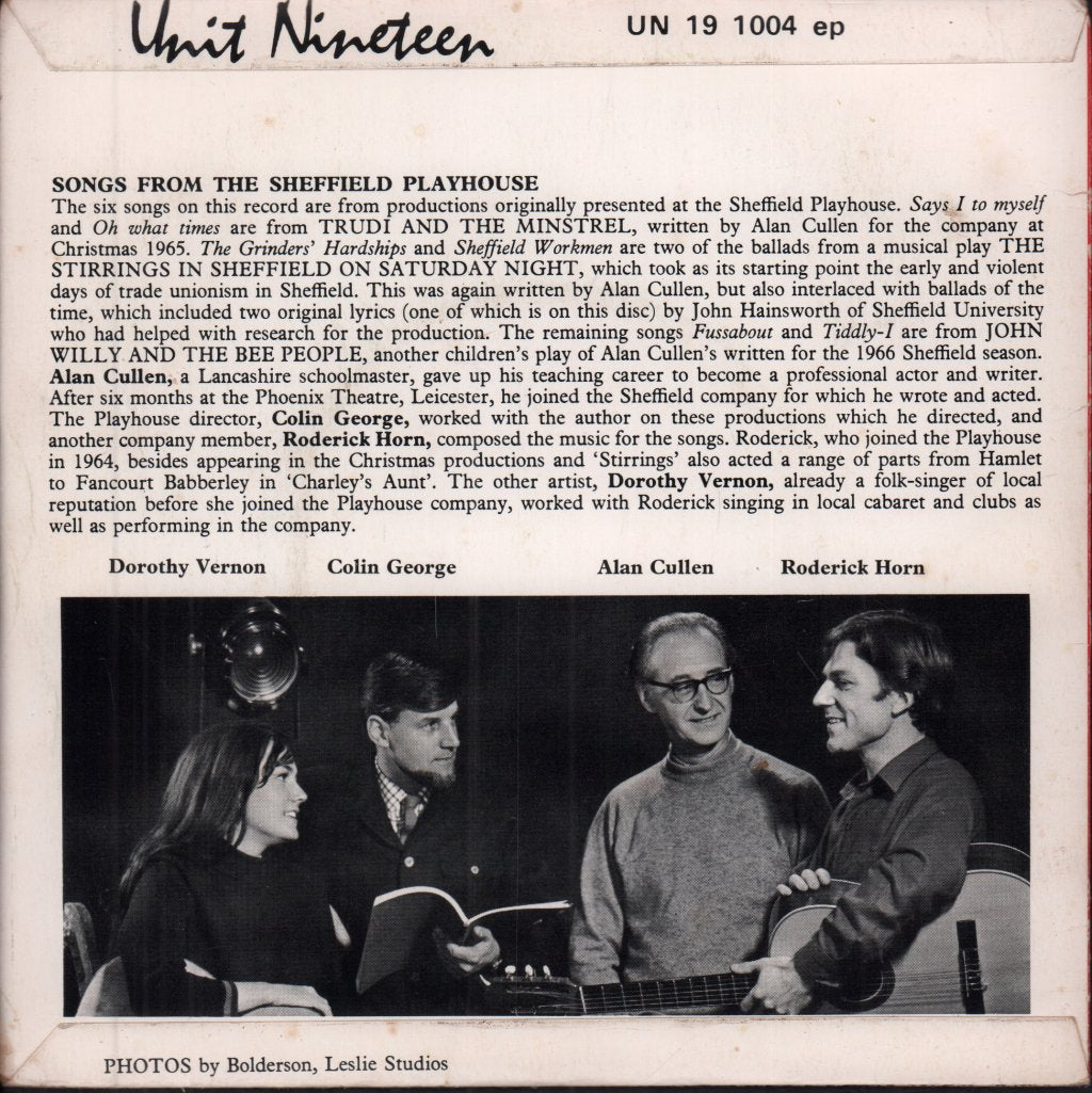 Roderick Horn and Dorothy Vernon - Songs From The Sheffield Playhouse - 7 Inch