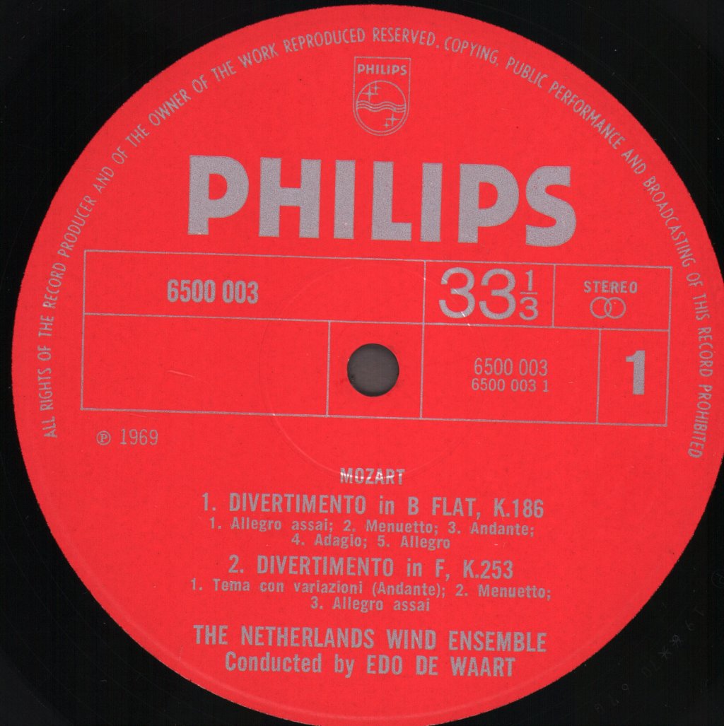 Netherlands Wind Ensemble - Mozart Divertimenti - Lp