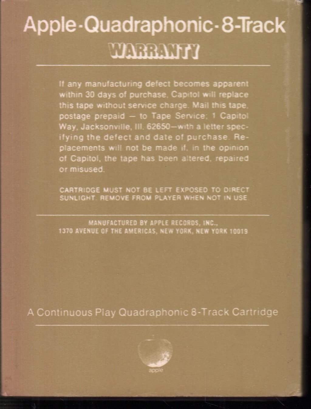 Wings - Band On The Run - 8 Track