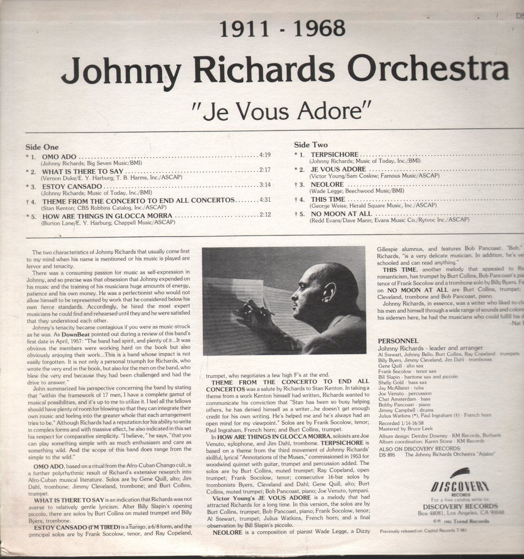 Johnny Richards And His Orchestra - Je Vous Adore - Lp