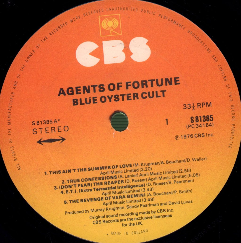 Blue Oyster Cult - Agents Of Fortune - Lp