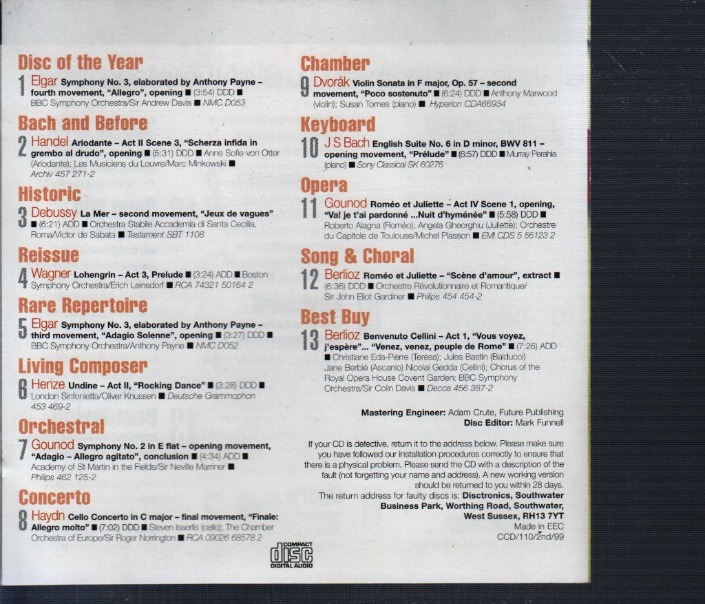 Various Artists - Classic CD Presents The 12 Winning Discs In The 1999 Awards - Cd