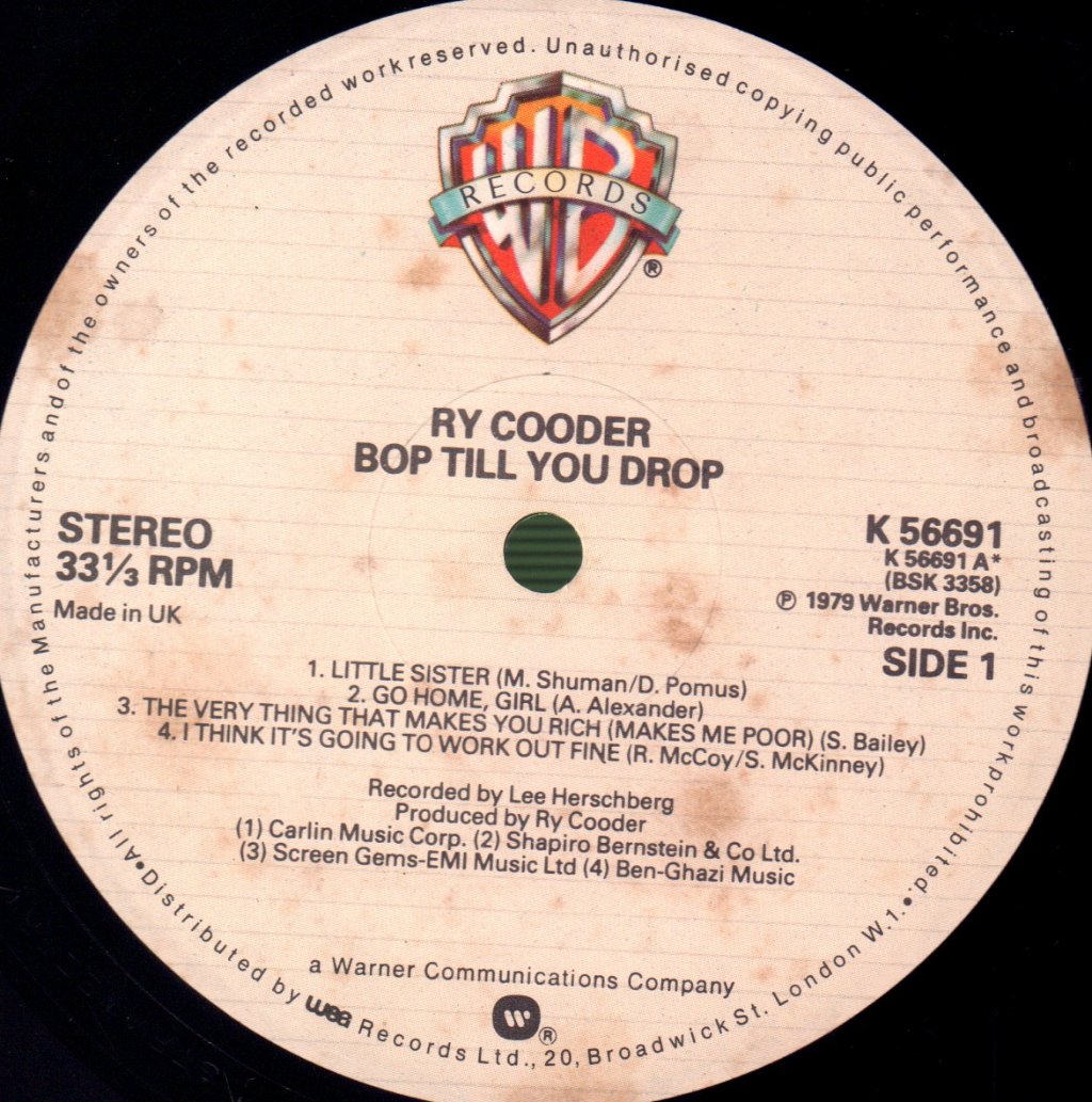 Ry Cooder - Bop Till You Drop - Lp