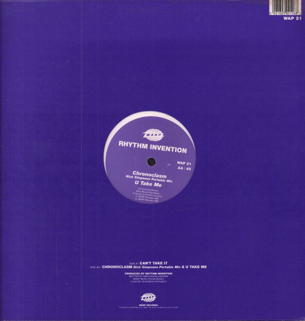 Rhythm Invention - Can't Take It - 12 Inch