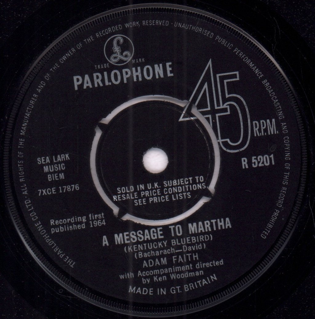 Adam Faith - A Message To Martha - 7 Inch