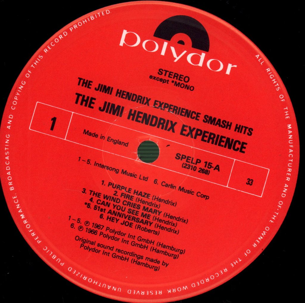 Jimi Hendrix Experience - Smash Hits - Lp