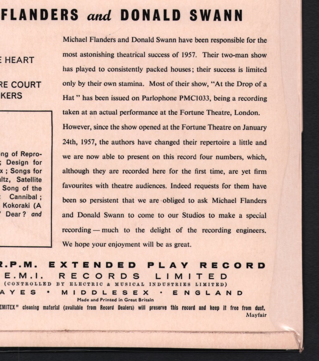 Michael Flanders And Donald Swann - More Out Of The Hat - 7 Inch