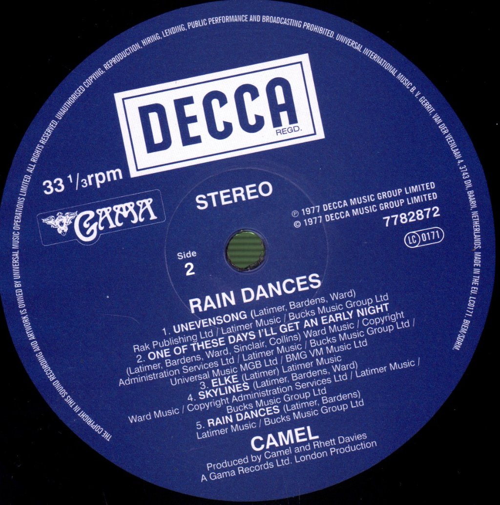 Camel - Rain Dances - Lp