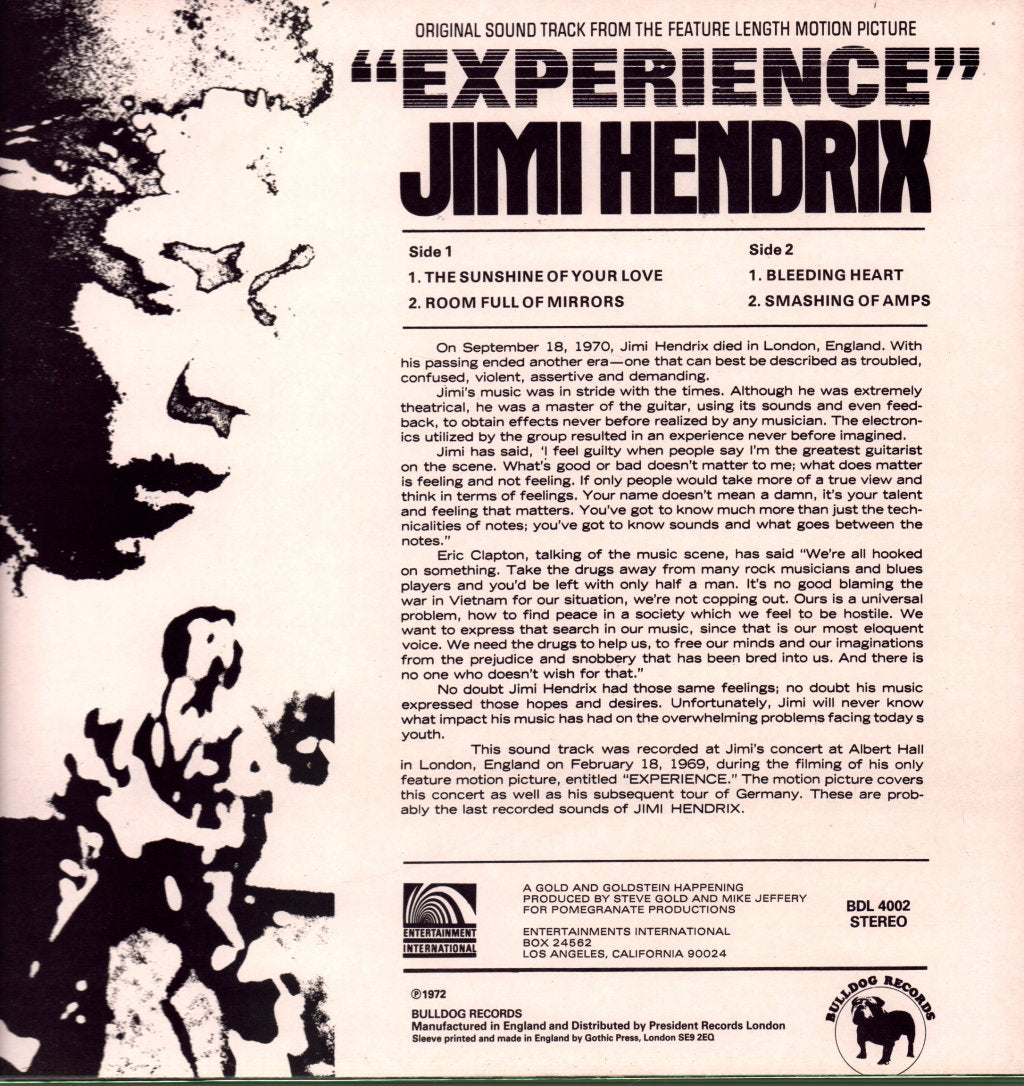Jimi Hendrix - Experience (Original Soundtrack) - Lp