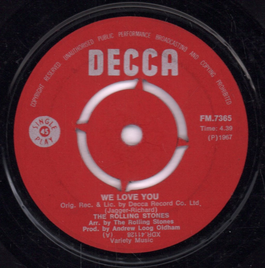Rolling Stones - We Love You - 7 Inch