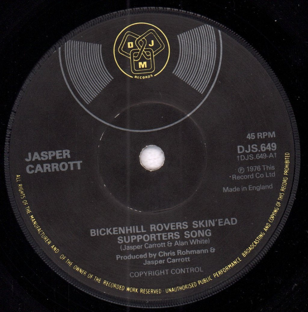 Jasper Carrott - Bickenhill Rovers Skin'ead Supporters Song - 7 Inch