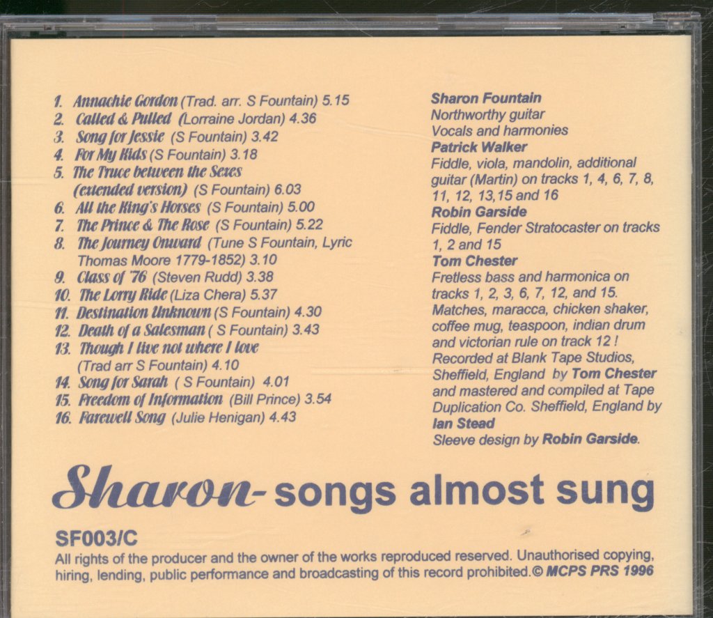 Sharon (folk) - Songs Almost Sung - Cd