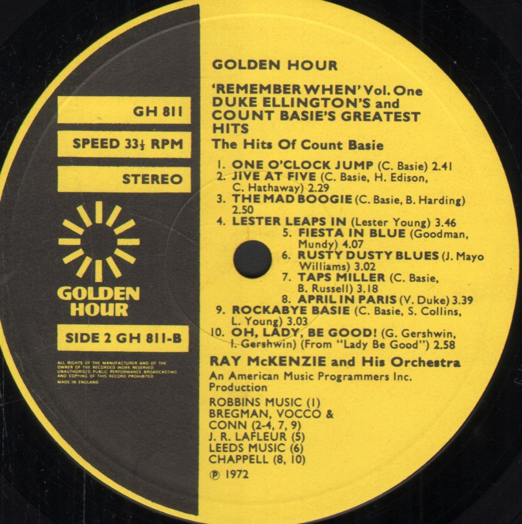 Ray McKenzie And His Orchestra - Remember When Vol.1 Duke Ellington's & Count Basie's - Lp