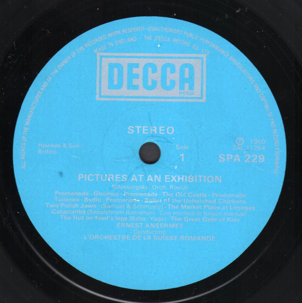 Ernest Ansermet - L'Orchestre De La Suisse Romande / Paris Conservatoire Orchestra / Sir Adrian Boult - Mussorgsky - Pictures At An Exhibition / Prokofiev - Love of Three Oranges - Lp
